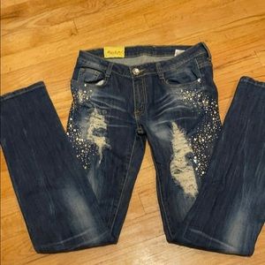 🔵Jeans, hole cut sequins✨✨